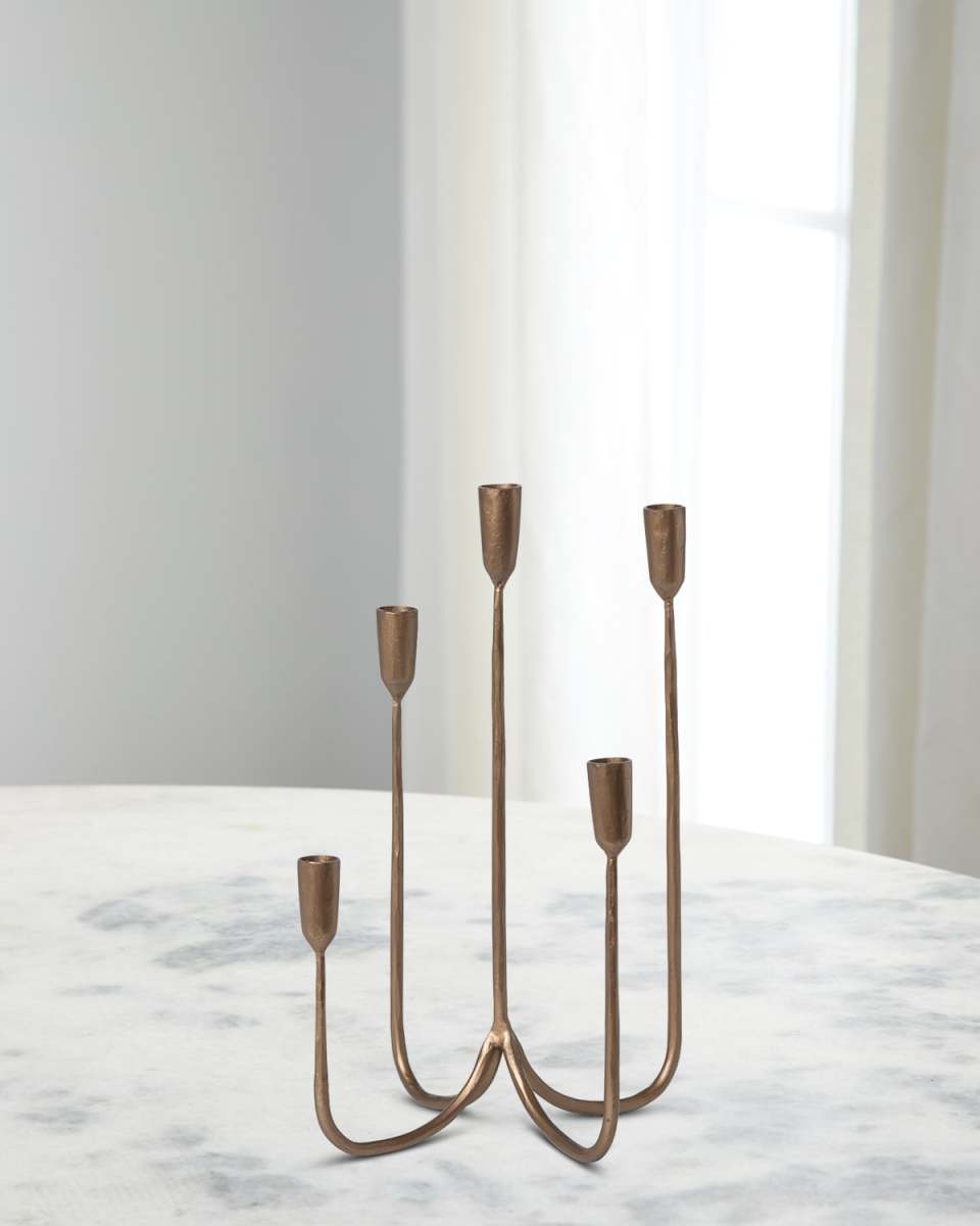 Short Forged Iron Candelabra, 17"